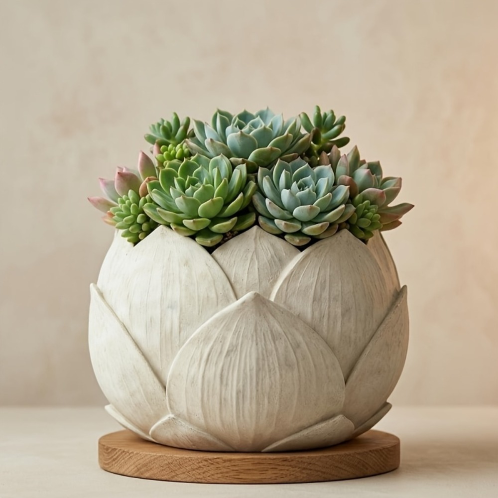 Aloe Vera Pot - Pot Bunga Resin Bentuk Teratai Kreatif
